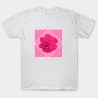 Pink Peony Flower in a Diamond Design T-Shirt